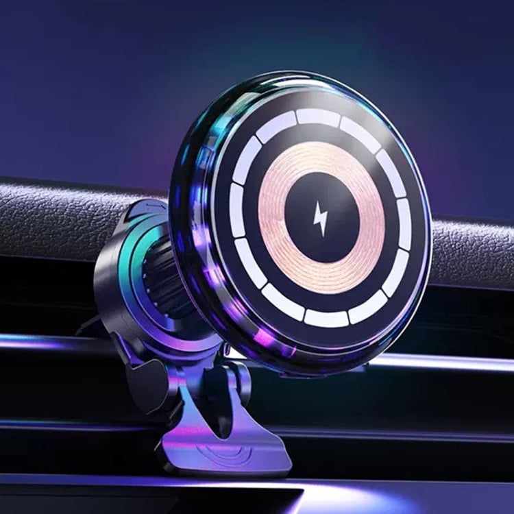For iPhone Magsafe Magnetic Car Wireless Charger Phone Holder Light Emitting Wireless Charger, Ice Blue Breathe Light, Pickup RGB Light