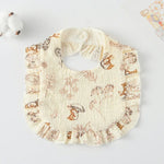 Baby Feeding Bib Ruffle Infants Saliva Towel Soft Cotton Burp Cloth, Yellow Lemon, Rabbit, Yellow Orange, Peach Heart, Mushroom Rabbit, Leaf Fruit, Little Pink Rabbit, Love, Dutch Flower, Floral, Pink Rose, Squirrel, Rainbow, Little Tiger              ...