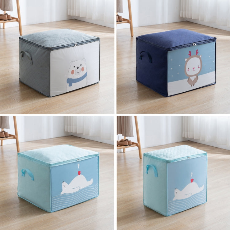 Non-woven Clothing Organization Quilt Dustproof Storage Bag, Horizontal Navy Blue 50x42x39cm, Vertical Light Blue 48x35x48cm