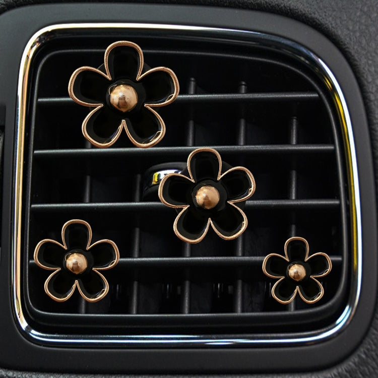 4pcs/set Small Chrysanthemum Perfume Alloy Jewelry Car Air Outlet Decoration Clip, White, Black, Red, Blue