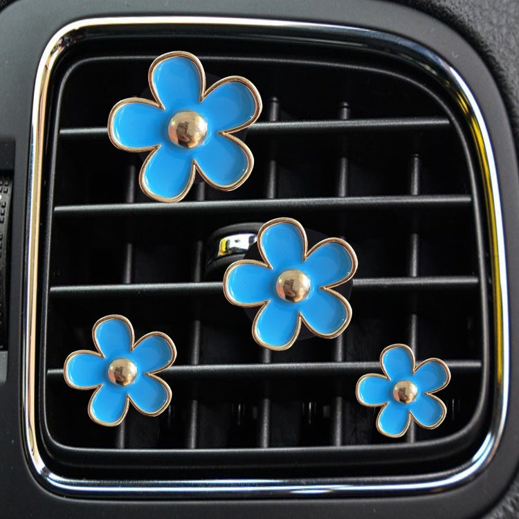 4pcs/set Small Chrysanthemum Perfume Alloy Jewelry Car Air Outlet Decoration Clip, White, Black, Red, Blue