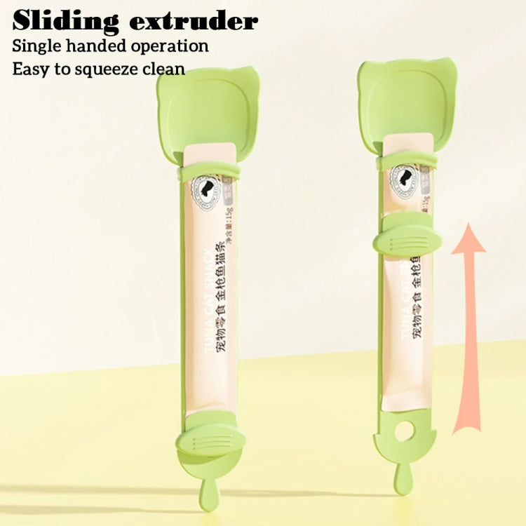 Cat Feeder Cat Strip Squeezer Pet Snack Minced Meat Feeding Spoon, Orange, Green, Beige