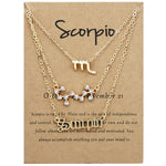 3 In 1 12 Zodiac Signs Necklace Set Retro Alphabet Symbols With Diamonds Jewelry Set, Scorpion Golden, Sagittarius Golden, Capricorn Golden, Taurus Golden, Pisces Golden, Leo Golden, Libra Golden, Cancer Golden, Aquarius Golden, Virgo Golden, Aries Gol...