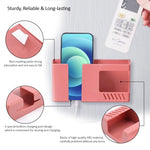 Double Grid Wall-Mounted Storage Box Remote Control Sundries Organizer Mobile Phone Charging Holder, Double Blue