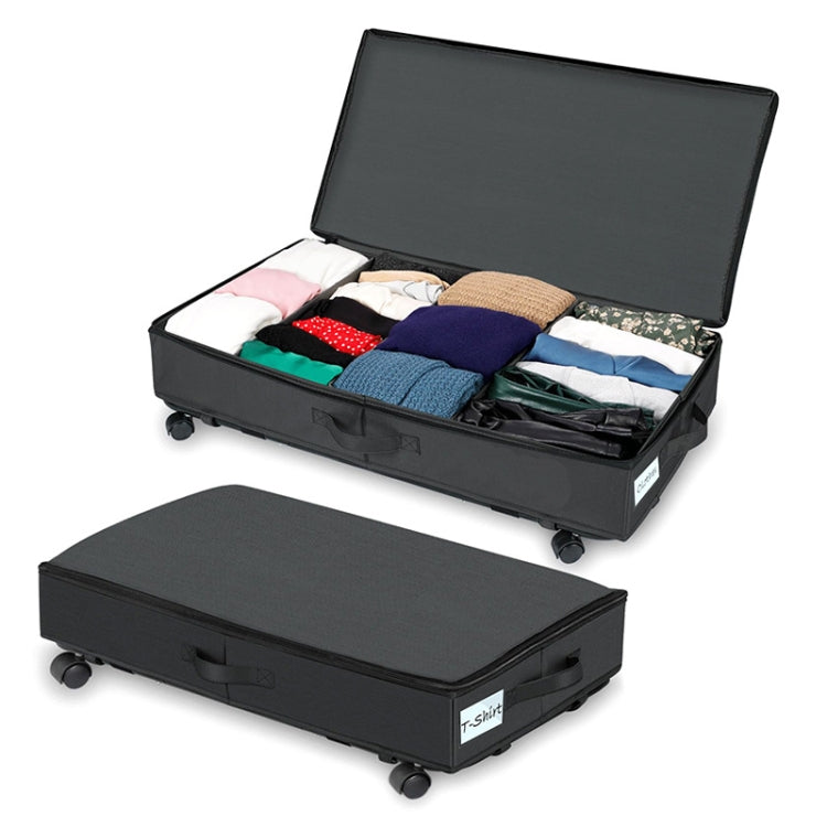 Foldable Under Bed Clothes Shoes Storage Bins with Wheels & Handles, Transparent Cover Gray 78x38x16cm