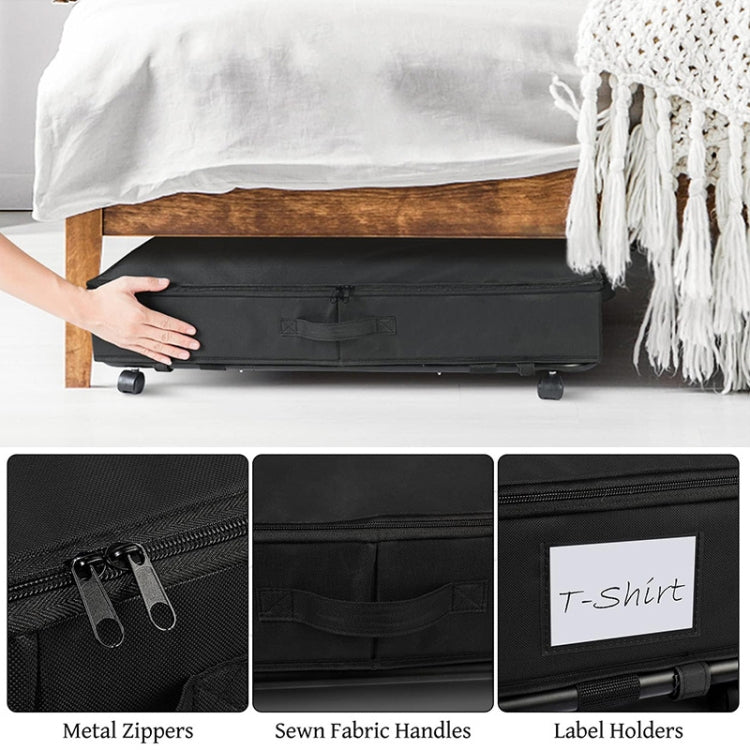 Foldable Under Bed Clothes Shoes Storage Bins with Wheels & Handles, Transparent Cover Gray 78x38x16cm
