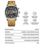 BINBOND B6022 30m Waterproof Luminous Multifunctional Quartz Watch, Leather-White Steel-Blue, Leather-White Steel-White, White Steel-White, Black Steel-Black, Black Steel-Blue