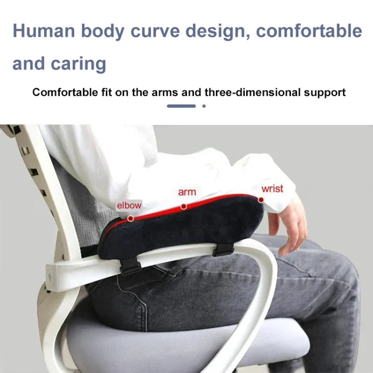 Curve Three-dimensional Support Memory Foam Office Chair Armrest Pad, Black, Gel Grid, Grid, Gray Grid, Gray