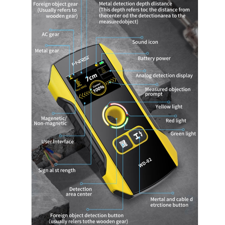 FNIRSI Multifunctional Wall Wire And Metal Rebar Detector, WD-02