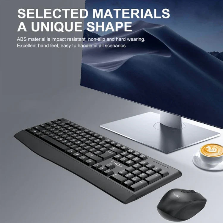 T-WOLF TF-100 2.4G Bluetooth Laptop Office Wireless Keyboard and Mouse Set, TF-100(Black)