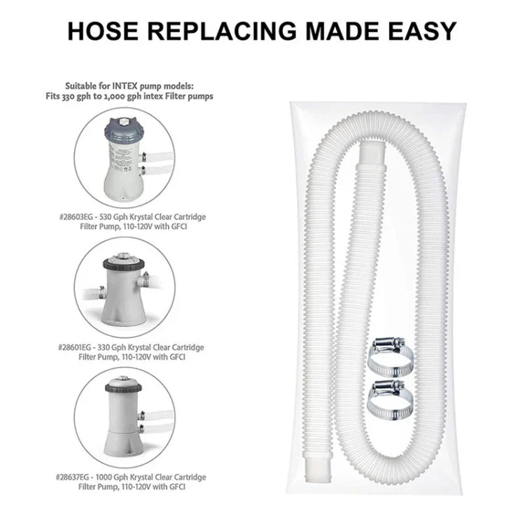 For Intex Swimming Pool Filter Pump Replacement, 1 Hose 2 Clamps, 2 Hoses 4 Clamps, 1 Hose 2 Clamps Blue, 2 Hoses 4 Clamps Blue