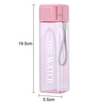 Simple Square Mug Portable Leak-Proof Plastic Cup Sports Camping Bottle, 500ml