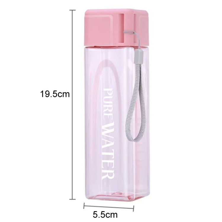 Simple Square Mug Portable Leak-Proof Plastic Cup Sports Camping Bottle, 500ml