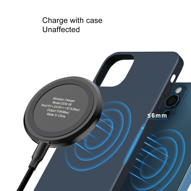 DSW-36B Mobile Phone Wireless Charger Mini 15W Fast Charging Type-C Round QI, DSW-36B