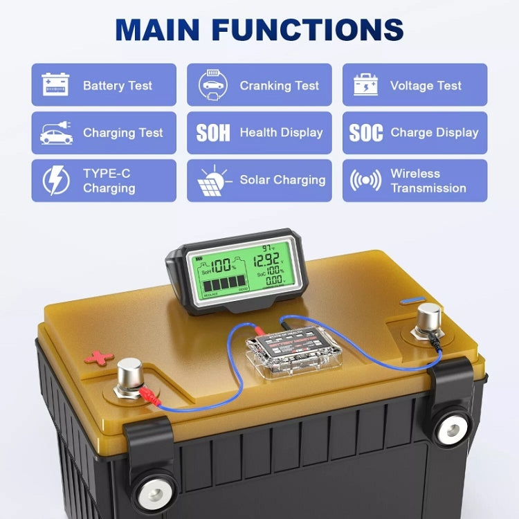 ANCEL 12V LED Car Battery Tester SOH/SOC Rechargeable Battery Analysis Tool, BM200 PRO