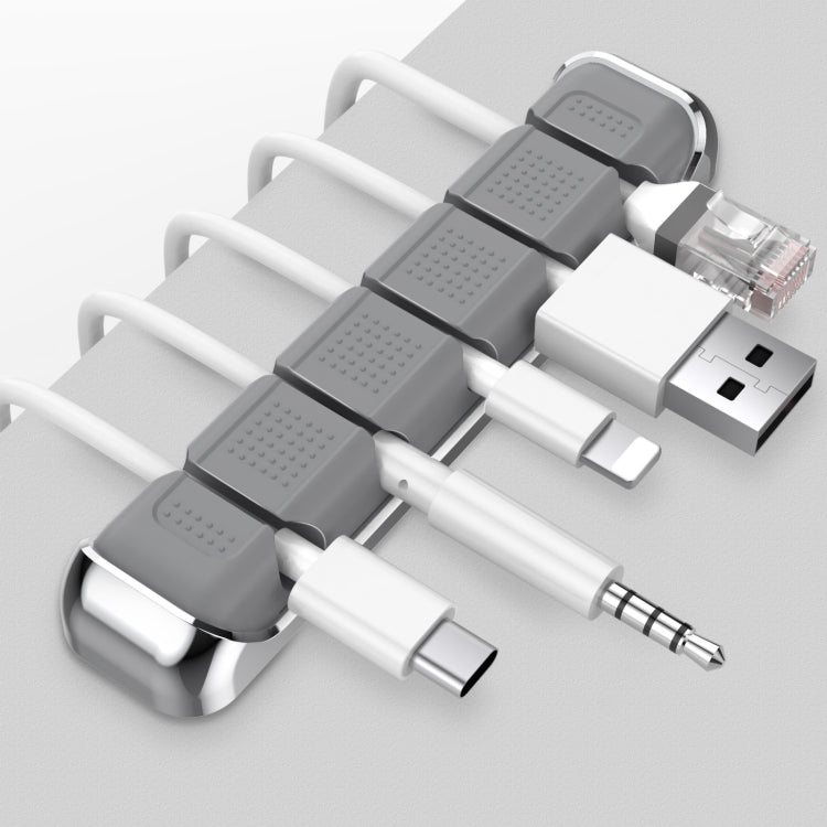 AhaStyle PT125 Aluminum Alloy + Silicone 5 Holes Position Cable Holder Desktop Data Cable Clip