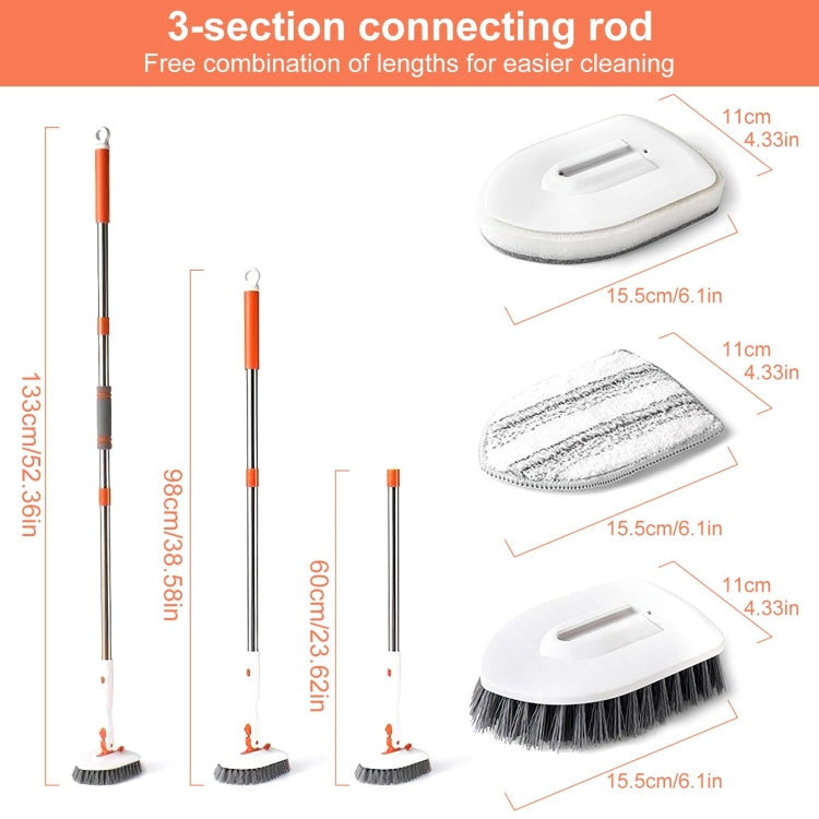Shower Cleaning Brush With 52 Inch Adjustable Handle Tub Tile Scrubber Brush, Set 1, Set 2, Set 3, Set 4, Set 5