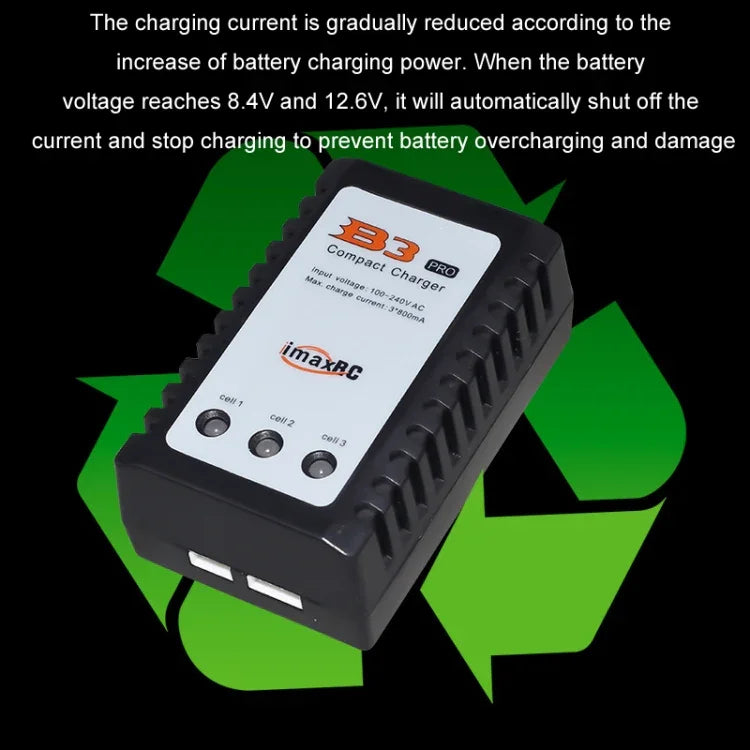ImaxRC 7.4V/11.1V 2S/3S Model Aircraft Drone Lithium Battery Intelligent Balance Charger, US Plug