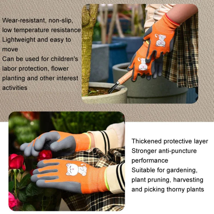 1pair TPE Children Cartoon Gloves Hamster Parrot Anti-scratch Bite Student Gardening Protective Anti-slip Wear-resistant Gloves, S Orange, S Blue, S Yellow, M Orange, M Blue, M Yellow, L Orange