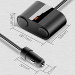 45W Rotating Dual Cigarette Lighter Extension Port Car Charger, S-46