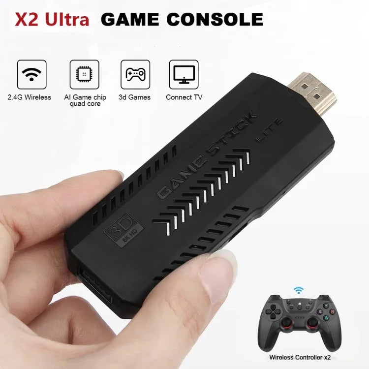 X2 Ultra Video Game Stick Console With 2.4G Double Wireless Controller, 64GB, 128GB, 256GB
