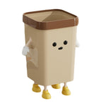 Cute Square Trash Can Household Living Room Bathroom Garbage Bin, 7L Standing White, 12L Standing White, 16L Standing White, 7L Standing Brown, 12L Standing Brown, 16L Standing Brown, 7L Sitting White, 12L Sitting White, 16L Sitting White