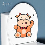 4pcs Bathroom Toilet Deodorant Stickers Felt Cute Cartoon Aromatherapy Decorative Wall Stickers, 22x18cm