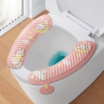 EVA Adhesive Toilet Pad Four Seasons Universal Cartoon Cute Waterproof Toilet Sticker, Gray Sunflower, Pink Moon Rabbit