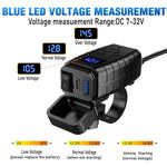 PD3.0 Motorcycle USB Mobile Phone Charger Digital Voltage Meter with Switch, Blue Screen, Red Screen, Green Screen