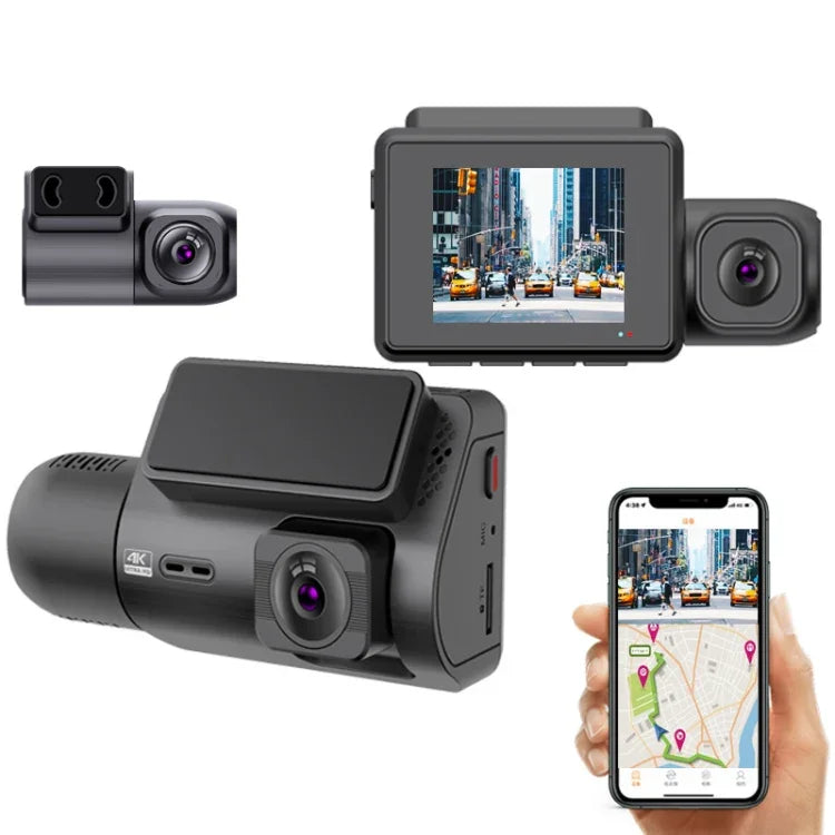 M700A 3 Channels Car Recorder 4K UHD Front+1080P Inside+2K Rear+GPS+WIFI Dash Cam, M700A