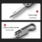 Multifunctional Titanium Keychain Outdoor Portable Defense Mini Folding Knife, With Steel Ring, With 1 Titanium Ring, With 2 Titanium Ring