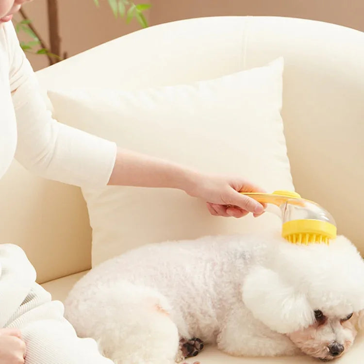 Long Handle Pet Bathing Brush Silicone Dogs Cats Cleaning Massage Brush Grooming Comb, Fine Teeth Yellow, Fine Teeth Blue, Fine Teeth Green, Coarse Teeth Yellow, Coarse Teeth Blue, Coarse Teeth Green