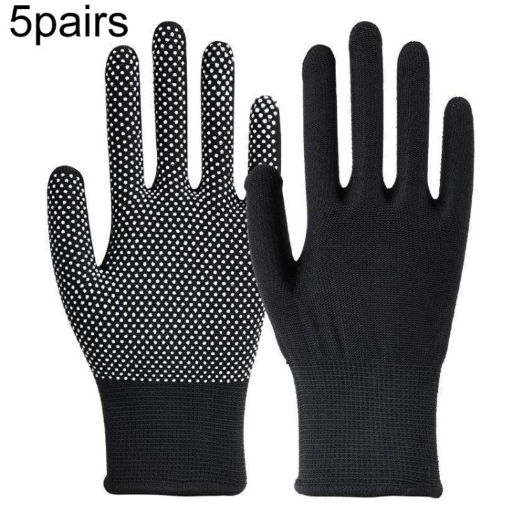 5pairs Outdoor Breathable Non-slip Particle Silicone Hiking Riding Nylon Gloves Thin Mittens