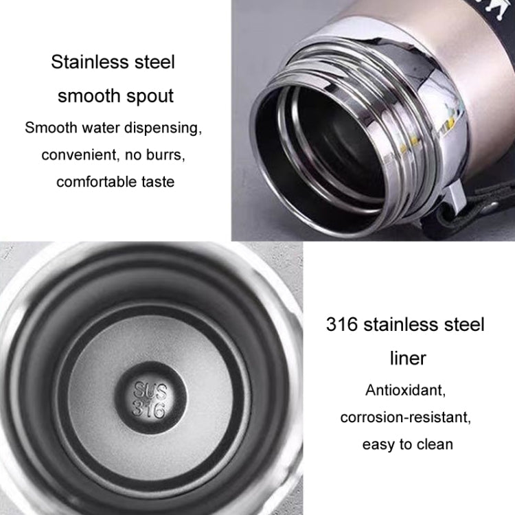 316 Stainless Steel Insulated Mug Large Capacity Vacuum Thermos Outdoor Portable Car Insulated Water Bottle, 800ml, 1000ml