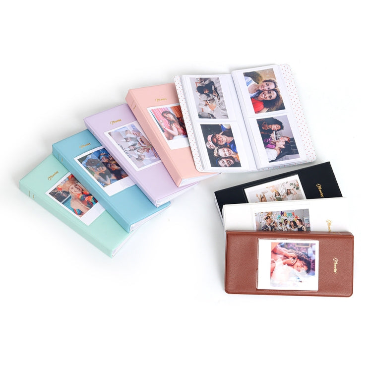 64-Piece 5 Inch Photo Storage Album, White, Black, Light Blue, Brown, Green, Pink, Blue, Purple