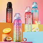 1000ml Large Capacity Fruity Water Bottle With 7 Flavor Rings Straw Drinking Cup Tritan Flavored Water Mug