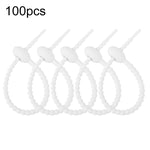 100pcs /Pack Silicone Ties Multi-Use Food Bag Clip Data Cable Winder Organizer, 15cm Black, 15cm White