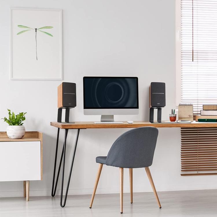Metal Desktop Speaker Stand Vibration Damping Tilted Studio Monitor Speaker Bracket, ESL-004 Black