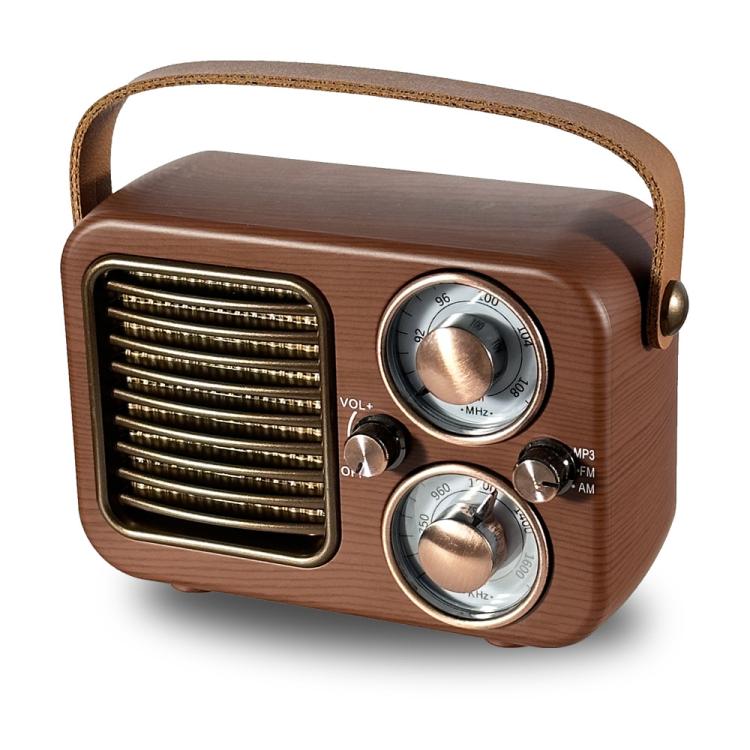 Retro Multifunctional Radio Bluetooth Speaker Handhled Audio Decoration Ornament, Wave Pattern, Horizontal Stripes, Woven Surface, Vertical Grid