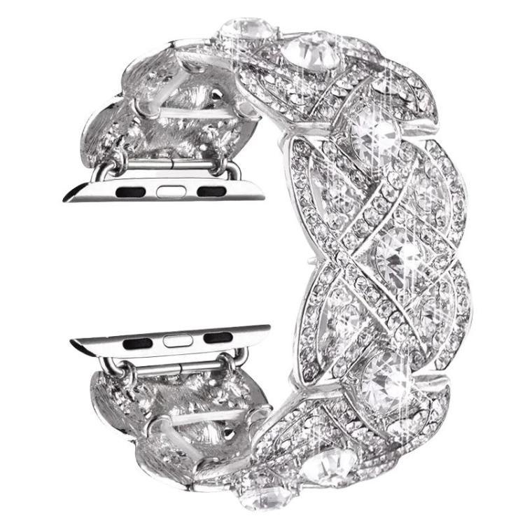 Petaled Metal Diamond Wristband Strap For Apple Watch Series 9 / 8 / 7 / 6 / SE / 5 / 4 / 3, 1215 Silver, 1202 Silver, 1215 Black, 1202 Black, 1215 Rose Gold, 1202 Rose Gold, 1202 Rose Gold Red, 1215 Gold