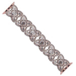 Petaled Metal Diamond Wristband Strap For Apple Watch Series 9 / 8 / 7 / 6 / SE / 5 / 4 / 3, 1215 Silver, 1202 Silver, 1215 Black, 1202 Black, 1215 Rose Gold, 1202 Rose Gold, 1202 Rose Gold Red, 1215 Gold