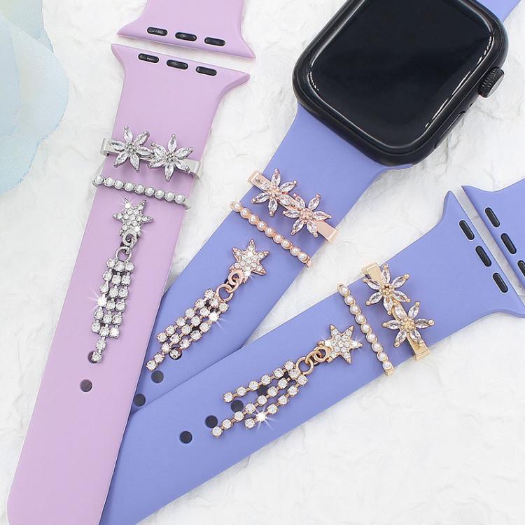 3pcs / Set 22mm Width Smart Watch Silicone Band Decorative Ring Metal Accessories, 1, 2, 3, 4, 5, 6
