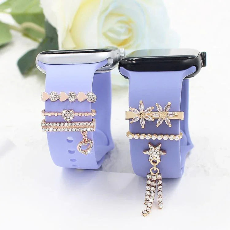 3pcs / Set 22mm Width Smart Watch Silicone Band Decorative Ring Metal Accessories, 1, 2, 3, 4, 5, 6