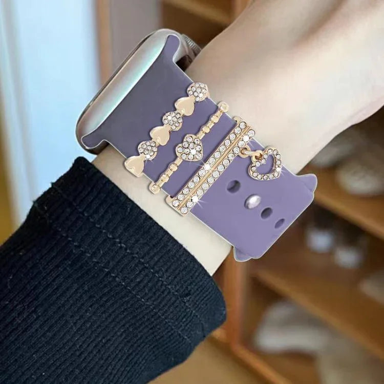 3pcs / Set 22mm Width Smart Watch Silicone Band Decorative Ring Metal Accessories, 1, 2, 3, 4, 5, 6