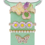 4pcs / Set 22mm Width Smart Watch Butterfly Flower Band Decorative Ring Metal Accessories, 1, 2, 3, 4
