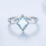 S925 Sterling Silver Platinum Starburst Diamond Ring, No.6, No.7, No.8