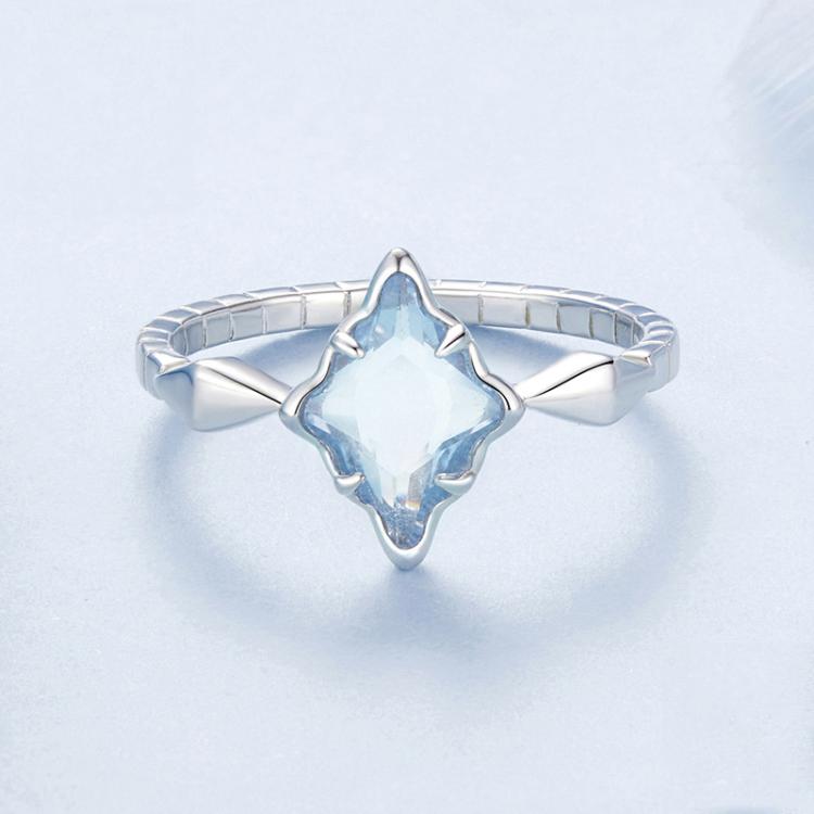 S925 Sterling Silver Platinum Starburst Diamond Ring, No.6, No.7, No.8