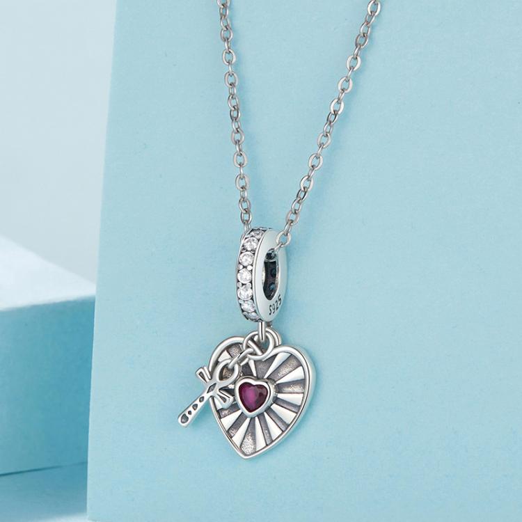 S925 Sterling Silver Heart Cross Hollow Pendant Bracelet Beads