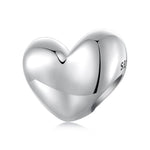 S925 Sterling Silver Glossy Heart Bracelet Beads