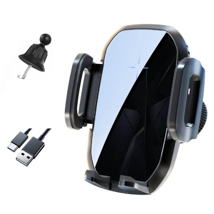 15W Wireless Induction Snap-on Charging Car Air Outlet Phone Holder, Black, Black + Long Hook Clip, Black + Car Charger Head, White + Car Charger Head